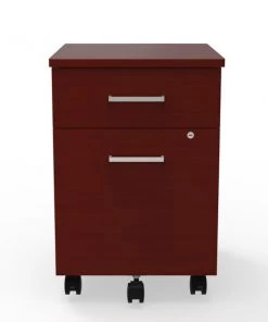 Linea Italia Metal Mobile File Cabinet, 17”W x 20”D x 24”H, Cherry Laminate