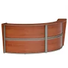 Linea Italia Curved Reception Desk with Counter, 2 Units, 124”W x 49”D, Cherry