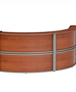 Linea Italia Curved Reception Desk with Counter, 2 Units, 124”W x 49”D, Cherry