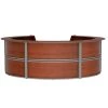 Linea Italia Curved Reception Desk with Counter, 5 Units, 142”W x 133”D, Cherry