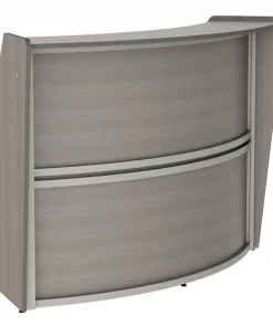 Linea Italia Curved Reception Desk with Counter, 72”W x 32”D x 46”H, Gray/Ash