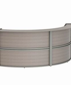 Linea Italia Curved Reception Desk with Counter, 2 Units, 124”W x 49”D, Ash