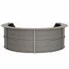 Linea Italia Curved Reception Desk with Counter, 4 Units, 142”W x 107”D, Ash