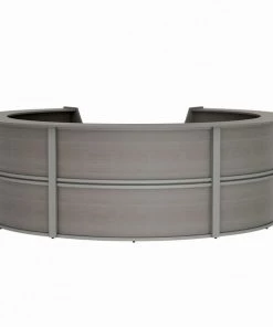 Linea Italia Curved Reception Desk with Counter, 5 Units, 142”W x 133”D, Ash