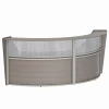 Linea Italia Curved Reception Desk 2 Units, Clear Panel, 124”W x 49”D, Ash