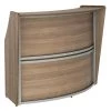 Linea Italia Curved Reception Desk with Counter, 72”W x 32”D x 46”H, Gray/N. Walnut