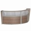 Linea Italia Curved Reception Desk 2 Units, Clear Panel, 124”W x 49”D, N. Walnut