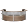 Linea Italia Curved Reception Desk 4 Units, Clear Panel, 142”W x 107”D, N. Walnut