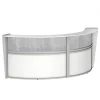 Linea Italia Curved Reception Desk 2 Units, Clear Panel, 124”W x 49”D, White