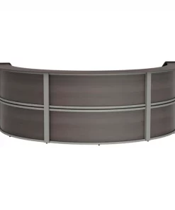 Linea Italia Curved Reception Desk with Counter, 3 Units, 143”W x 71”D, Mocha
