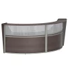 Linea Italia Curved Reception Desk 2 Units, Clear Panel, 124”W x 49”D, Mocha