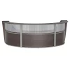 Linea Italia Curved Reception Desk 3 Units, Clear Panel, 143”W x 71”D, Mocha