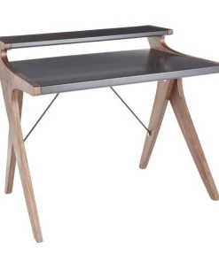 Lumisource Archer Desk in Walnut Wood with Grey Wood Top
