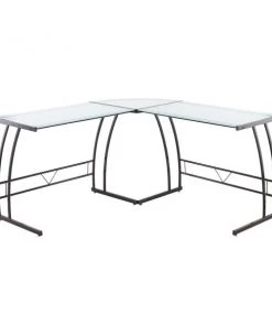 Lumisource Gamma Desk in Frosted White Glass and Black Metal