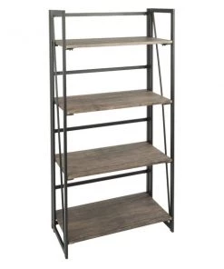 Lumisource Dakota Bookcase in Black Metal and Wood