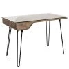 Lumisource Avery Desk in Walnut Wood, Clear Glass, and Black Metal
