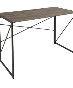 Lumisource Dakota Office Desk in Black with Wood Top