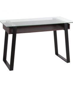 Lumisource Duke Desk in Black Metal, Walnut Wood, and Clear Glass