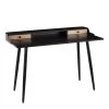 Lumisource Harvey Desk in Black Steel, Black, Natural Wood and Blacks