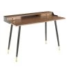 Lumisource Harvey Desk in Black Metal and Walnut Wood with Gold Accent