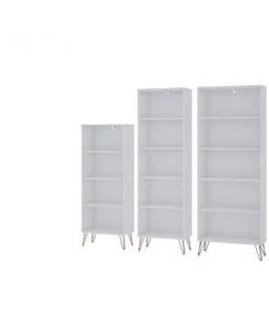 Manhattan Comfort Rockefeller 3-Piece Bookcases, White