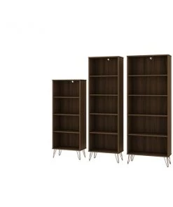 Manhattan Comfort Rockefeller 3-Piece Bookcases, Brown