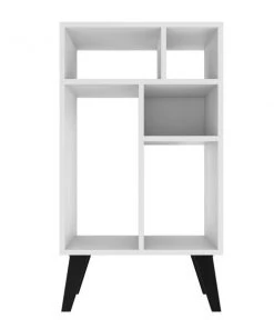 Manhattan Comfort Warren Low Bookcase 3.0, White with Black Feet