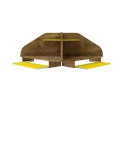 Manhattan Comfort Bradley Floating 2-Piece Cubicle Section Desk, Rustic Brown/Yellow