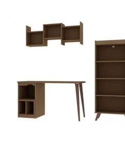 Manhattan Comfort Hampton 3- Piece Extra Storage Home Office Set, Maple Cream