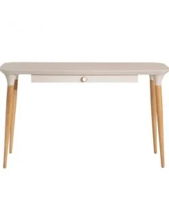 Manhattan Comfort HomeDock Office Desk, Off White and Cinnamon