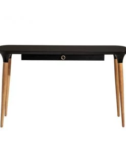 Manhattan Comfort HomeDock Office Desk, Black and Cinnamon