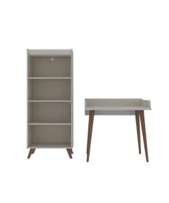 Manhattan Comfort Hampton 2- Piece Basic Home Office Set, Off White