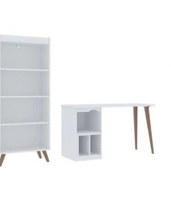 Manhattan Comfort Hampton 2- Piece Home Extra Storage Office Set, White