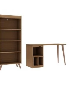 Manhattan Comfort Hampton 2- Piece Home Extra Storage Office Set, Maple Cream