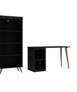 Manhattan Comfort Hampton 2- Piece Home Extra Storage Office Set, Black