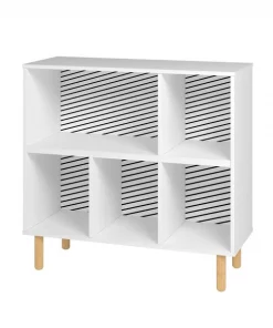 Manhattan Comfort Essex 33.66 Low Bookcase with 5 Shelves in White and Zebra