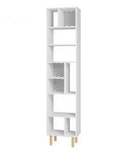 Manhattan Comfort Essex 77.95 Bookcase with 10 Shelves in White and Zebra