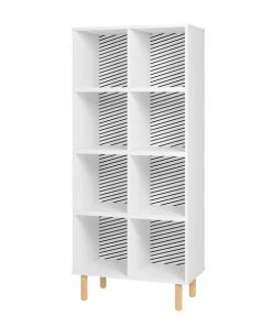 Manhattan Comfort Essex 60.23 Double Bookcase with 8 Shelves in White and Zebra