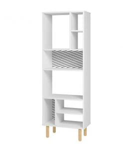 Manhattan Comfort Essex 60.23 Décor Bookcase with 8 Shelves in White and Zebra