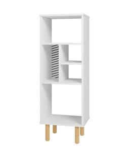 Manhattan Comfort Essex 42.51 Bookcase with 5 Shelves in White and Zebra