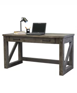 Avondale Writing Desk, 58" X 28" X 31", Ash solids and veneers Top, Weathered white