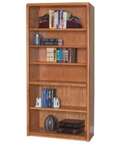 Contemporary Bookcase with 6 Shelves in Medium Oak