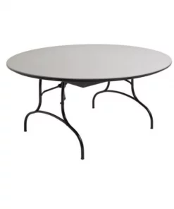 Mitylite Plastic Folding Table, Gray, 60In. Round