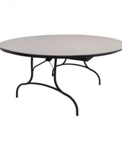Mitylite Plastic Folding Table, Gray, 66In. Round