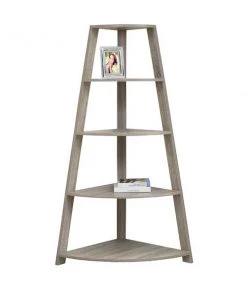 Monarch Specialties Bookcase, 60"H, Dark Taupe Corner Accent Etagere
