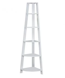 Monarch Specialties Bookcase, 72"H, White Corner Accent Etagere