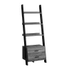 Monarch Specialties Bookcase, 69"H, Grey-Black Ladder With 2 Storage Drawer