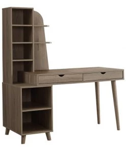 Monarch Specialties Computer Desk, 55"L, Dark Taupe With Bookcase