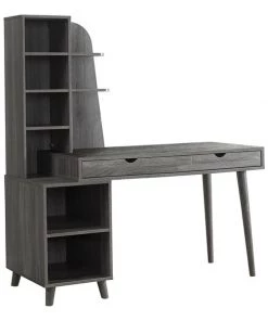 Monarch Specialties Computer Desk, 55"L, Grey With Bookcase