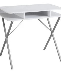 Monarch Specialties Computer Desk, 31"L, White Top, Silver Metal